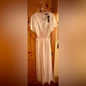 Lulus - Toast to You White Flutter Sleeve Cutout Jumpsuit